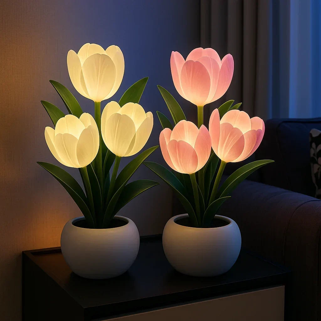 LED-Tulpenlampe mit USB-Anschluss und Dimmfunktion