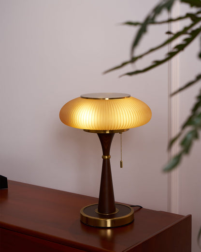 Vintage-Tischleuchte mit Pilzschirm aus Glas