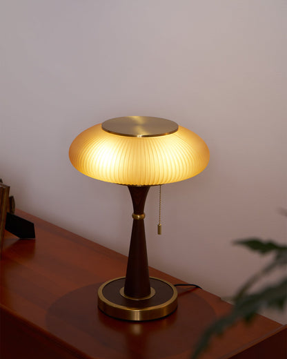 Vintage-Tischleuchte mit Pilzschirm aus Glas