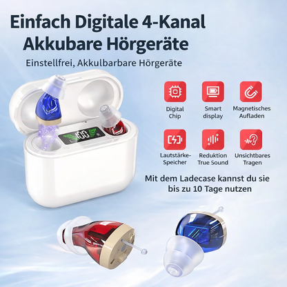 Kompaktes Wiederaufladbares Hörgerät mit Ladebox