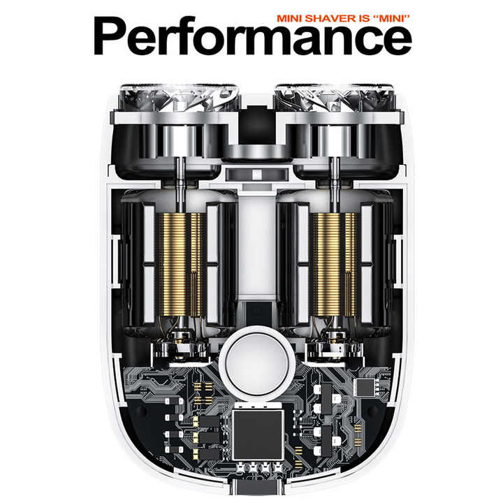 Kompakter Elektrischer Rasierer mit Doppelten Rotationsköpfen