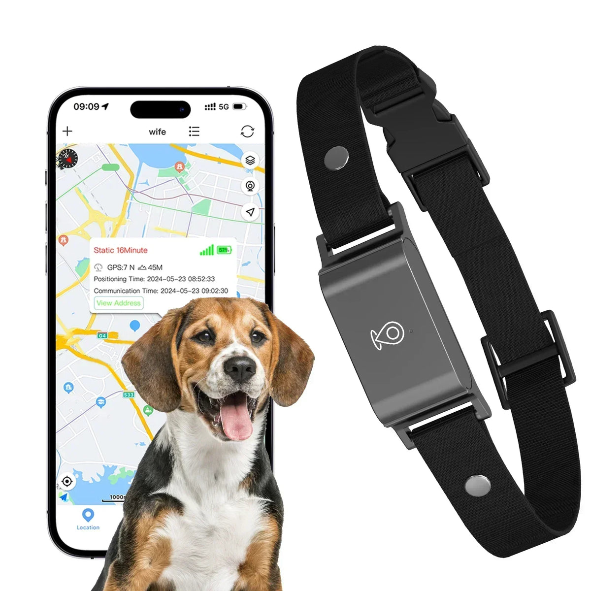 GPS-Tracker-Halsband mit Echtzeit-Ortung