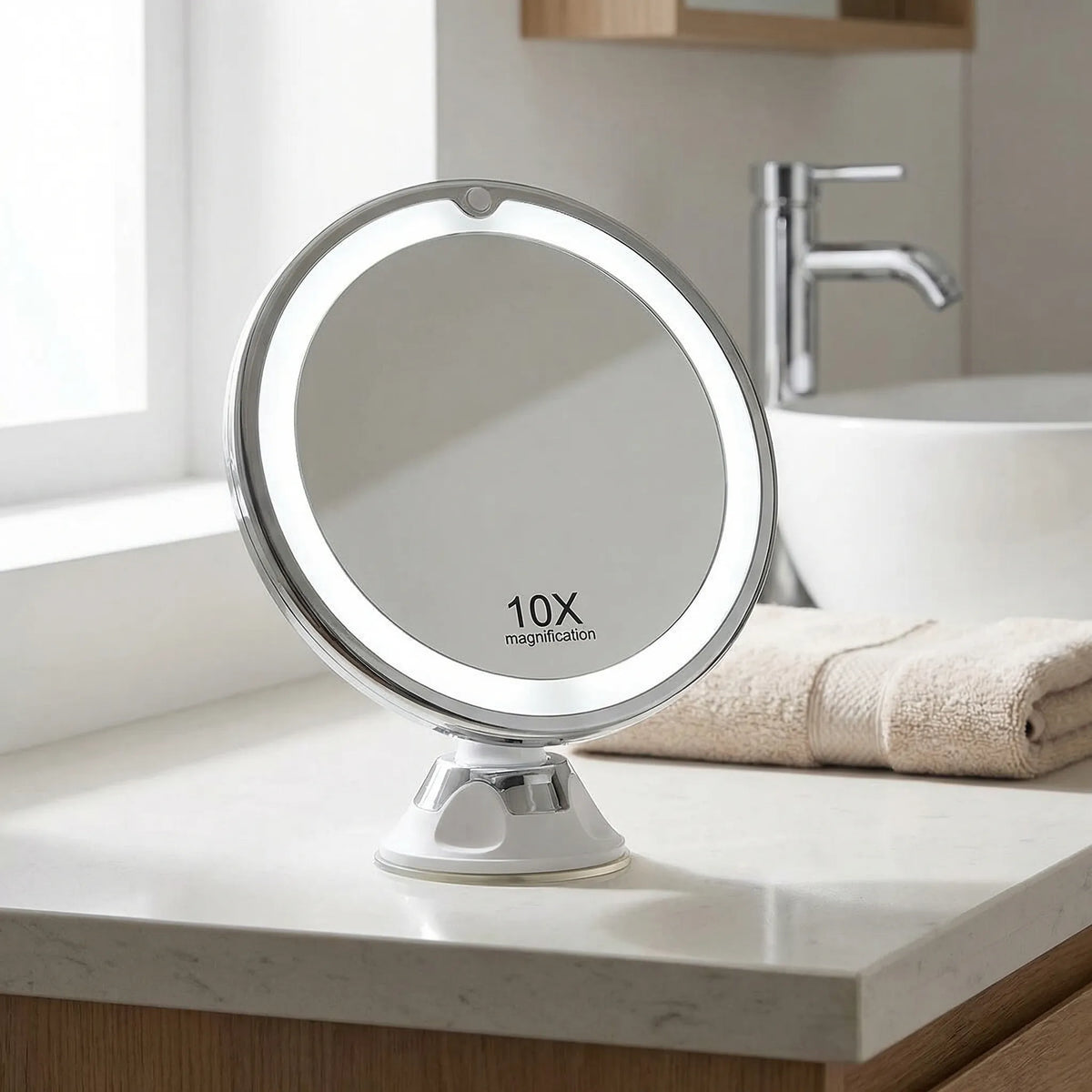 LED-Kosmetikspiegel mit 10-facher Vergrößerung
