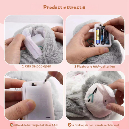 Plüsch-Kuschelhase mit Licht und Herzschlagsound