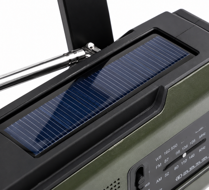Notfallradio DAB+ mit Solarpanel, Handkurbel & Powerbank – FM Radio, Taschenlampe, Leselampe & SOS