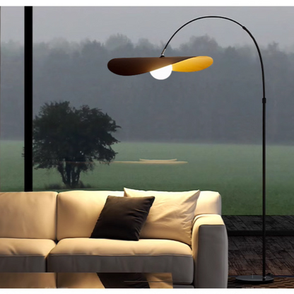 LED-Bogenstehlampe aus Eisen und Acryl mit Höhenverstellung