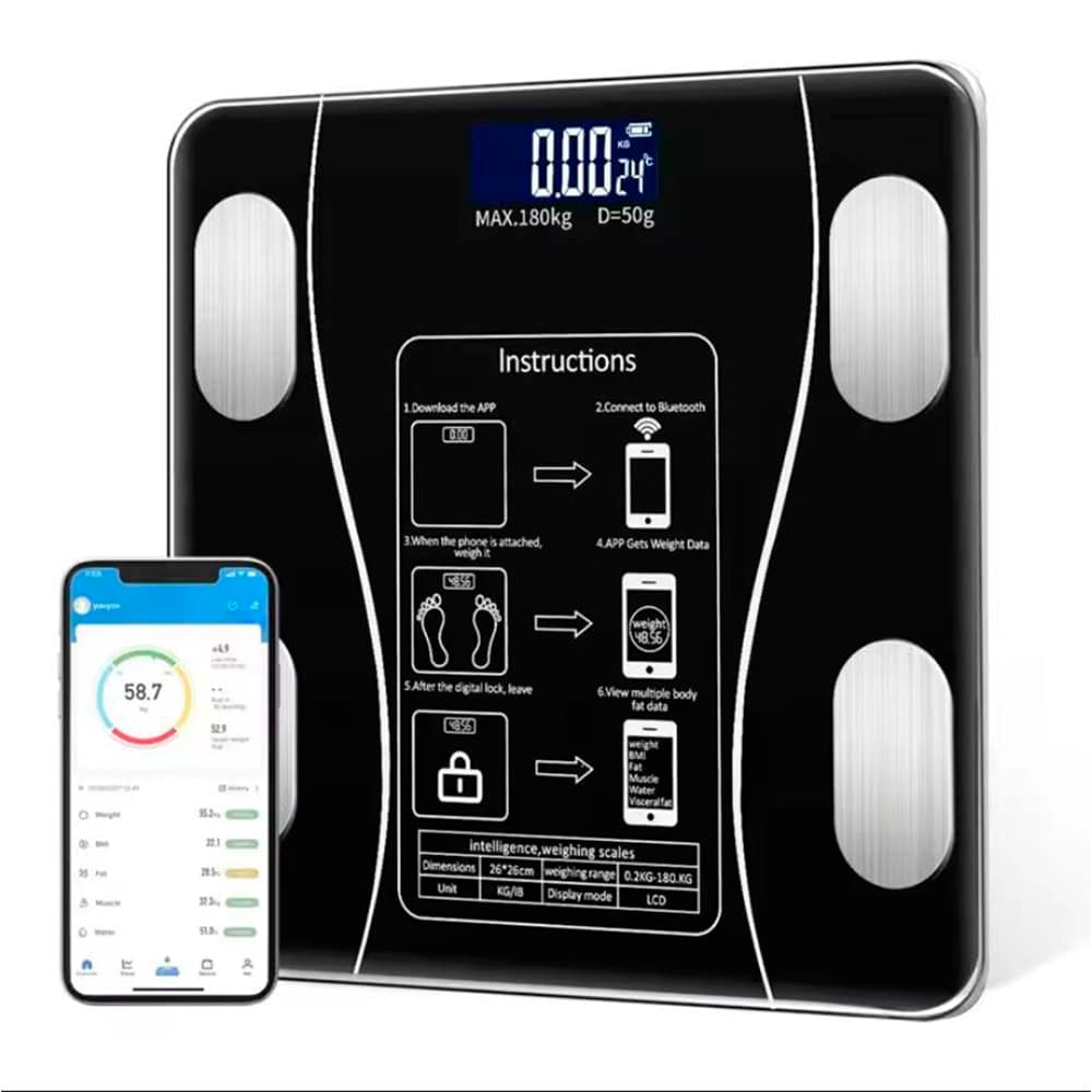 Smarte Bluetooth-Personenwaage mit BMI-Analyse 180 kg