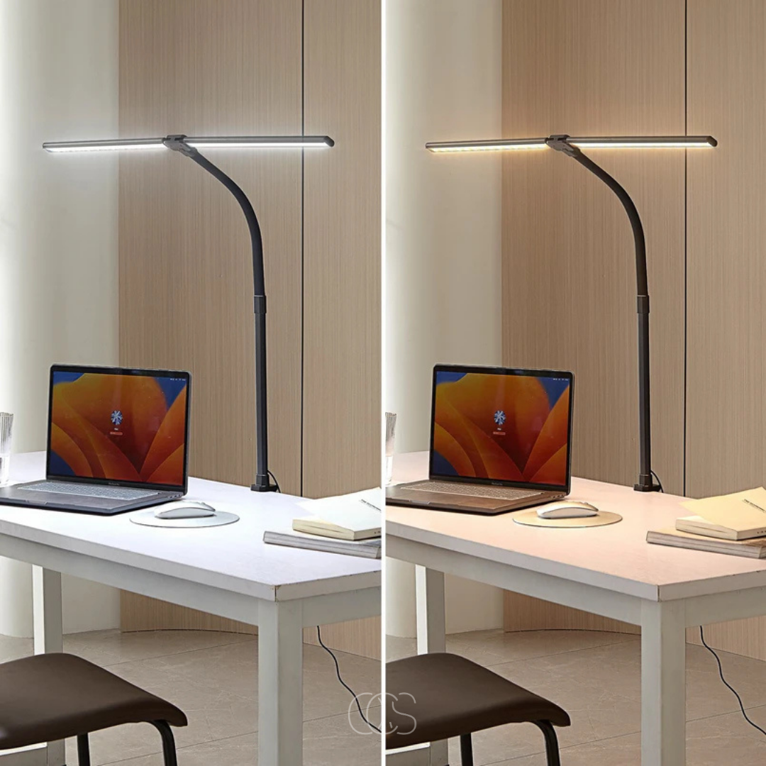 Dimmbare LED-Schreibtischlampe mit Schwanenhals und Klemme Schwarz