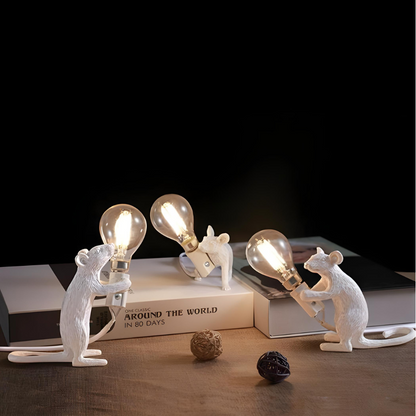Design-Maus-Tischleuchte aus Resin mit Leuchtmittel