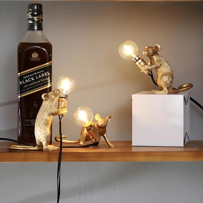 Design-Maus-Tischleuchte aus Resin mit Leuchtmittel
