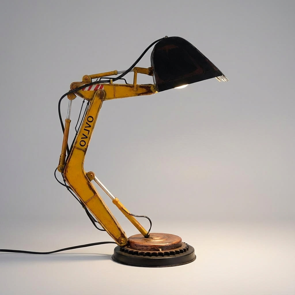 Bagger-Tischlampe mit USB-Anschluss und LED-Beleuchtung