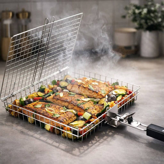 Rechteckiger Grillkorb mit Griff