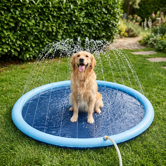 Runde Wasserspielmatte mit Sprinklern und Rand