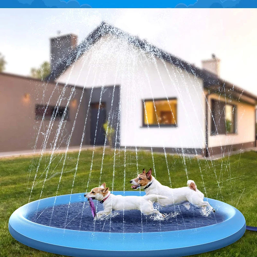 Runde Wasserspielmatte mit Sprinklern und Rand