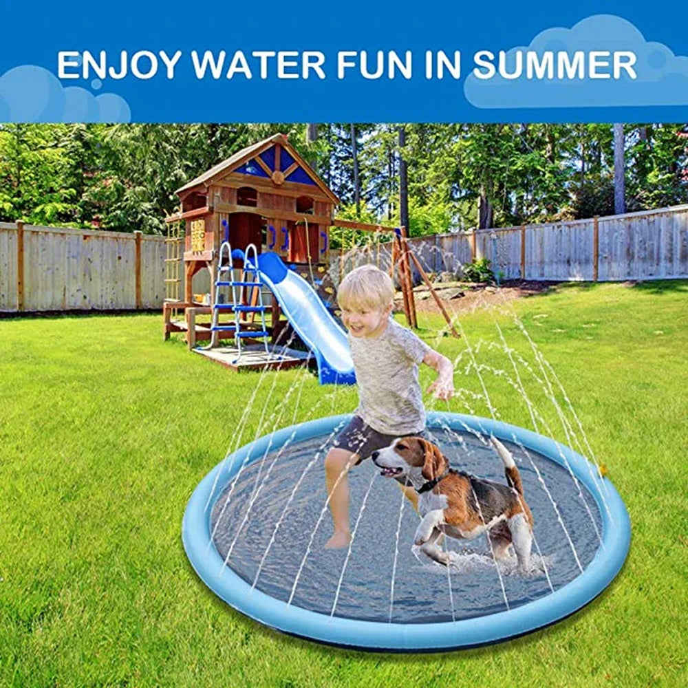 Runde Wasserspielmatte mit Sprinklern und Rand