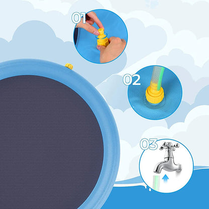 Runde Wasserspielmatte mit Sprinklern und Rand