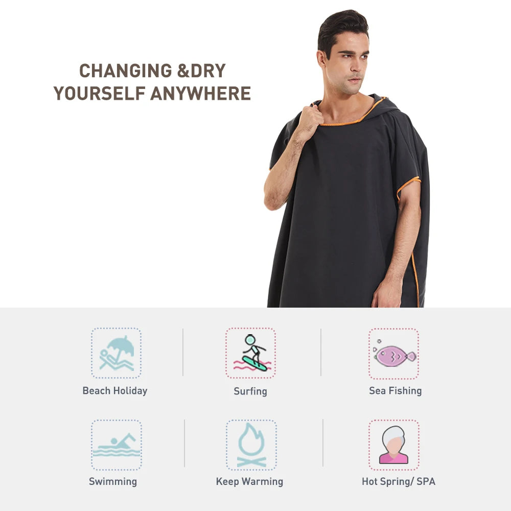 Schnelltrocknender Surfponcho mit Kapuze