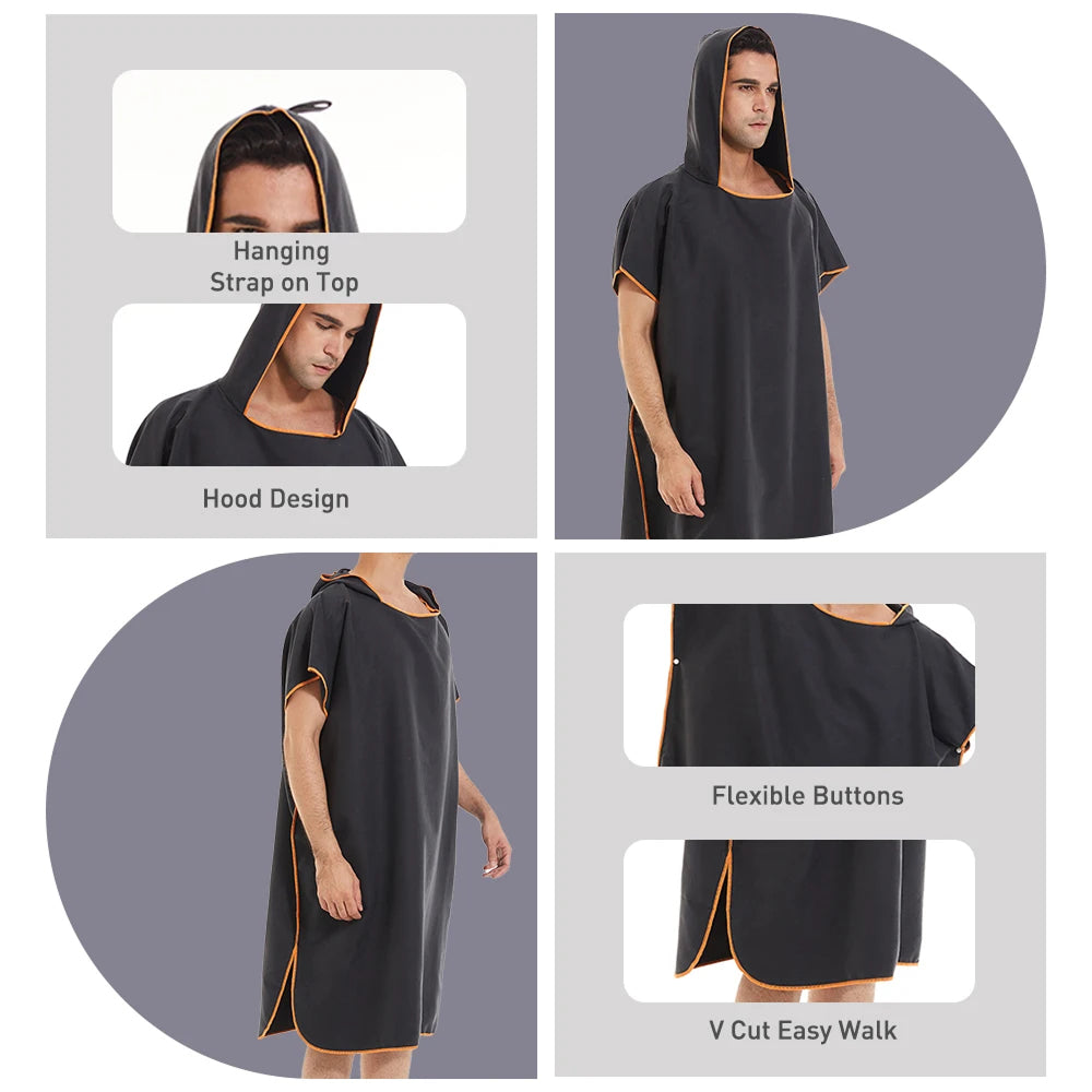 Schnelltrocknender Surfponcho mit Kapuze
