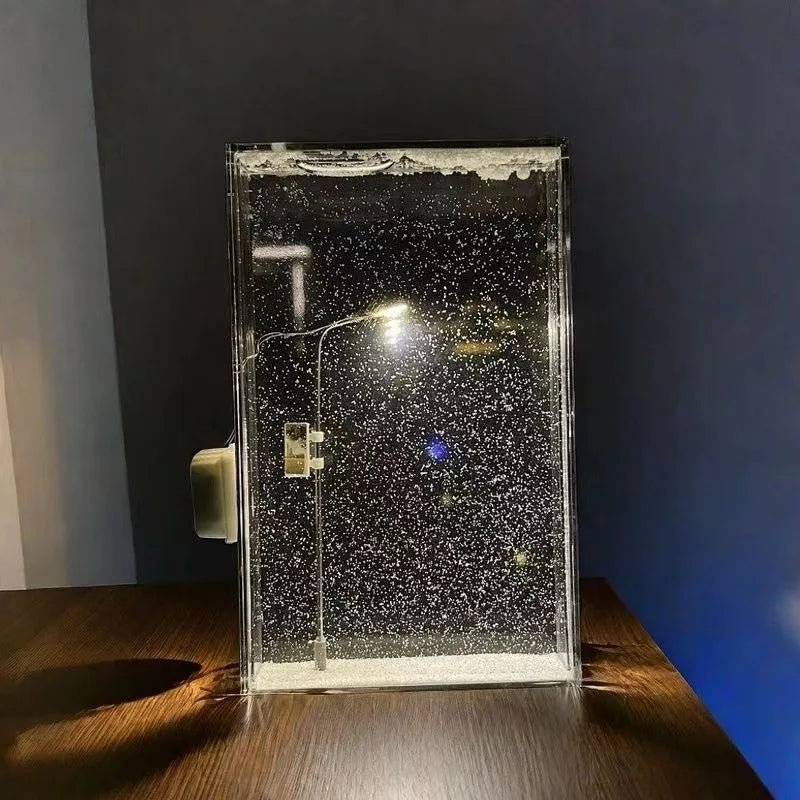 DIY-Winterlandschaft-Tischleuchte mit Schneeeffekt und Warmweißem Licht