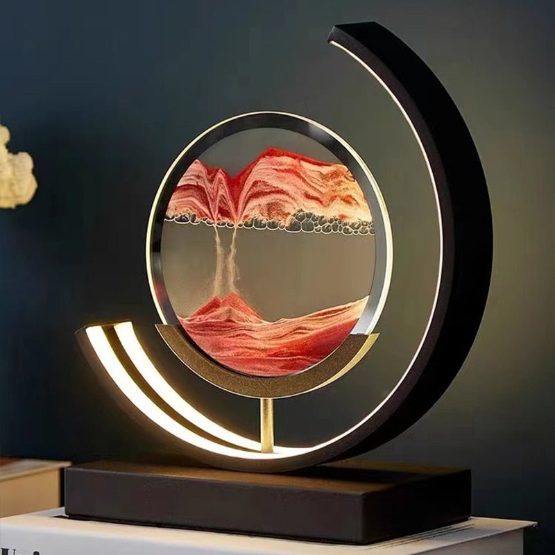 LED-Tischlampe mit drehbarem Sandlandschaft-Design