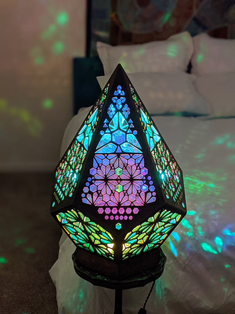 Boho-Diamant-Tischlampe mit USB-LED