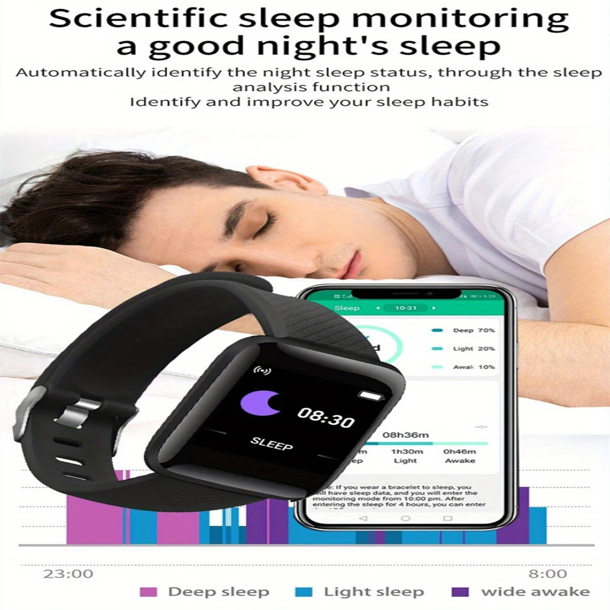 Smartwatch mit Fitness-Tracker, Herzfrequenzmesser, Schlafanalyse & Nachrichtenanzeige