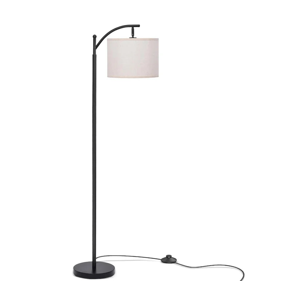 Moderne Bogen-Stehlampe mit Stoffschirm und 3 Lichtfarben