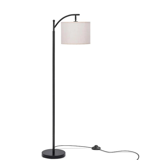 Moderne Bogen-Stehlampe mit Stoffschirm und 3 Lichtfarben