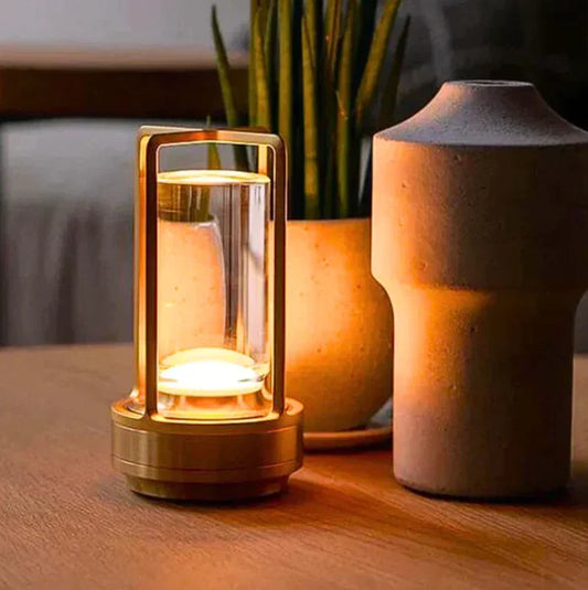 Tragbare Kristall-Tischlampe mit Akku, dimmbar, LED