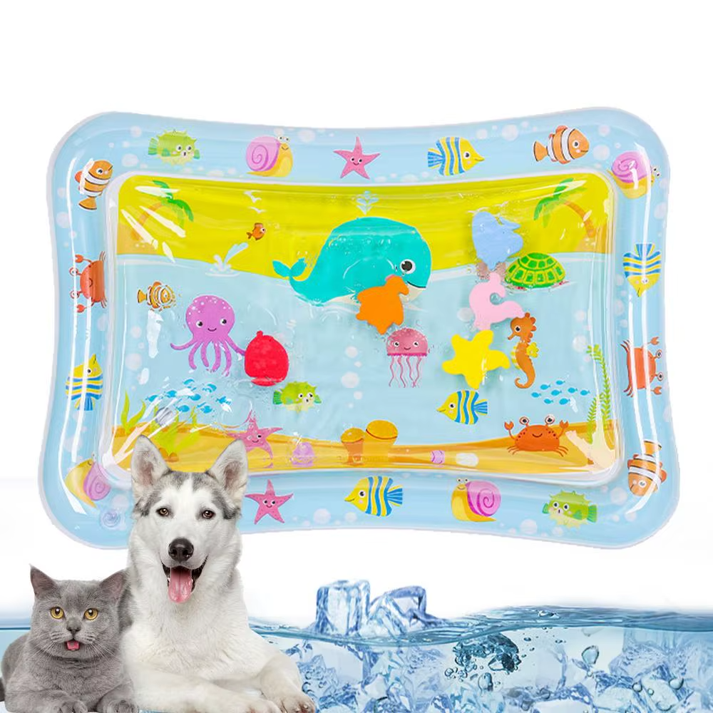 Sensorische Wasserspielmatte mit Fischmotiven für Haustiere