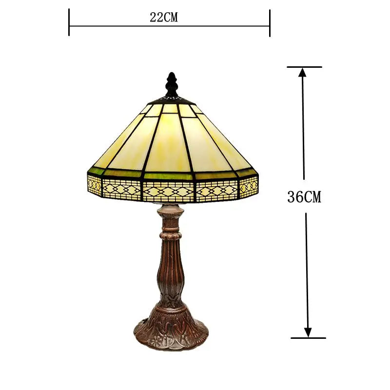 Tiffany-Tischleuchte aus Buntglas mit geometrischem Muster
