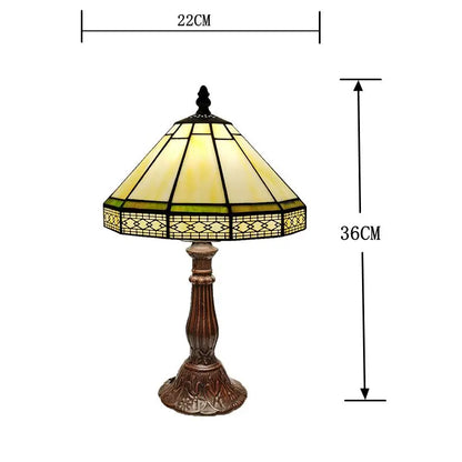 Tiffany-Tischleuchte aus Buntglas mit geometrischem Muster