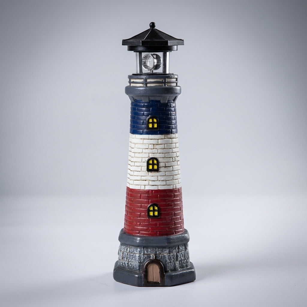 Solar-Gartenleuchte Leuchtturm mit rotierendem LED-Licht