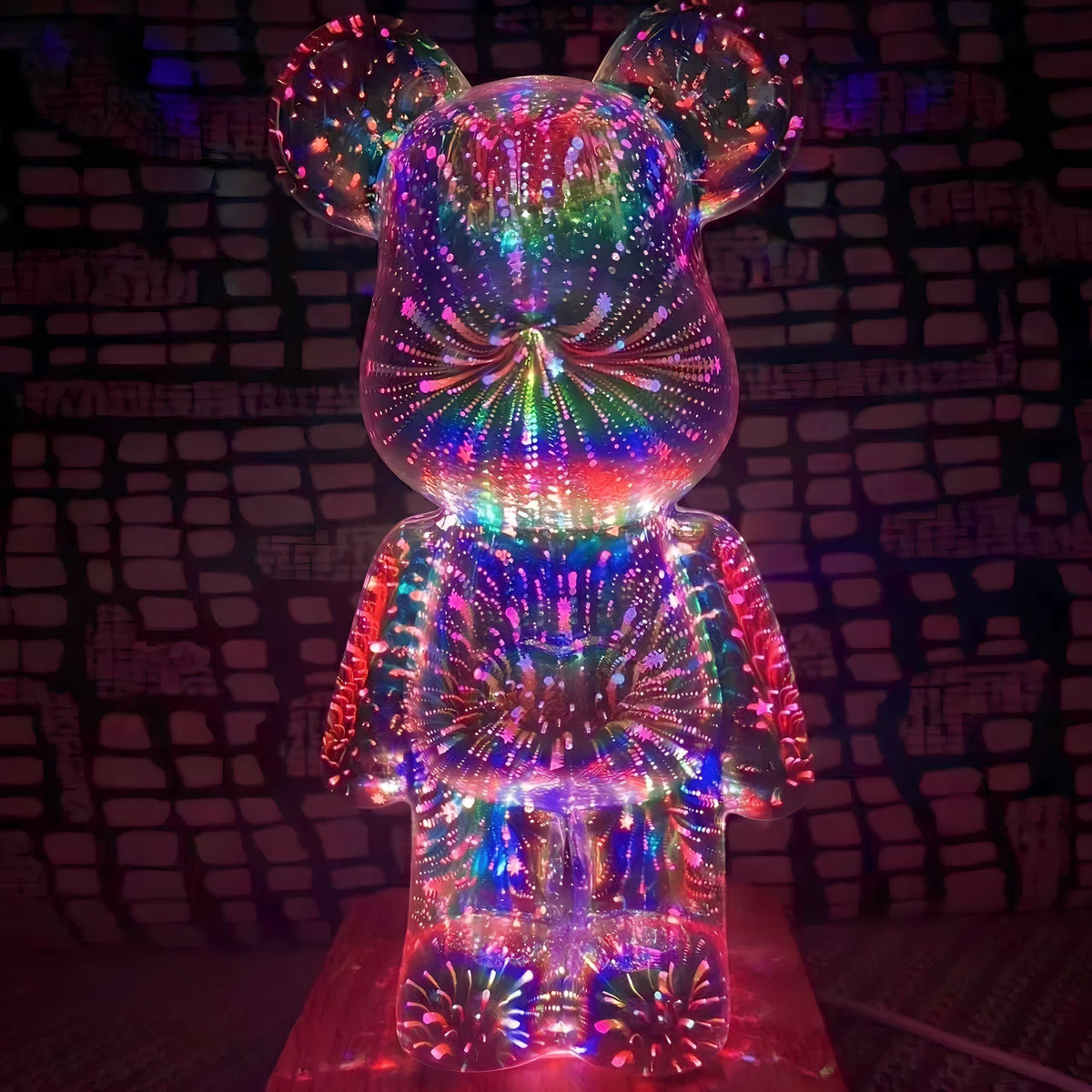 LED-Tischlampe Bär aus Glas mit 7 Farben