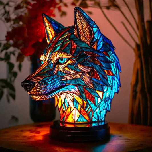 Buntglas-Tischlampe mit Tiermotiv für Warmes Stimmungslicht