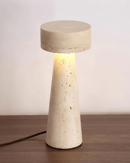 Travertin-Tischleuchte aus Naturstein mit Säulendesign