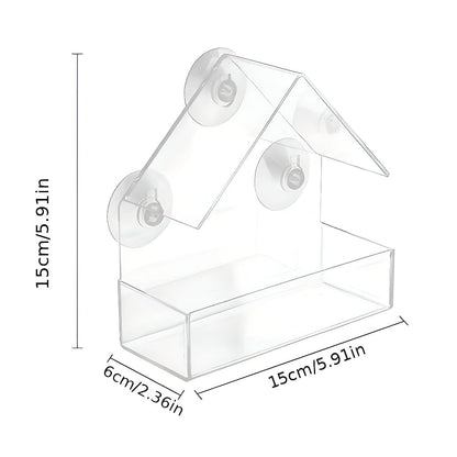 Transparenter Acryl-Vogelfutterkasten mit Saugnäpfen