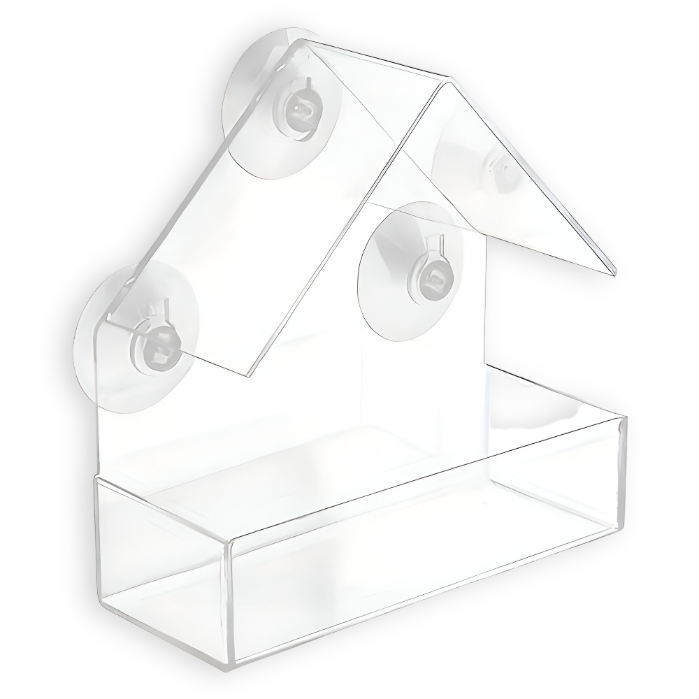 Transparenter Acryl-Vogelfutterkasten mit Saugnäpfen