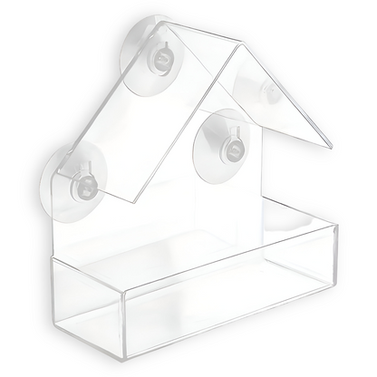 Transparenter Acryl-Vogelfutterkasten mit Saugnäpfen