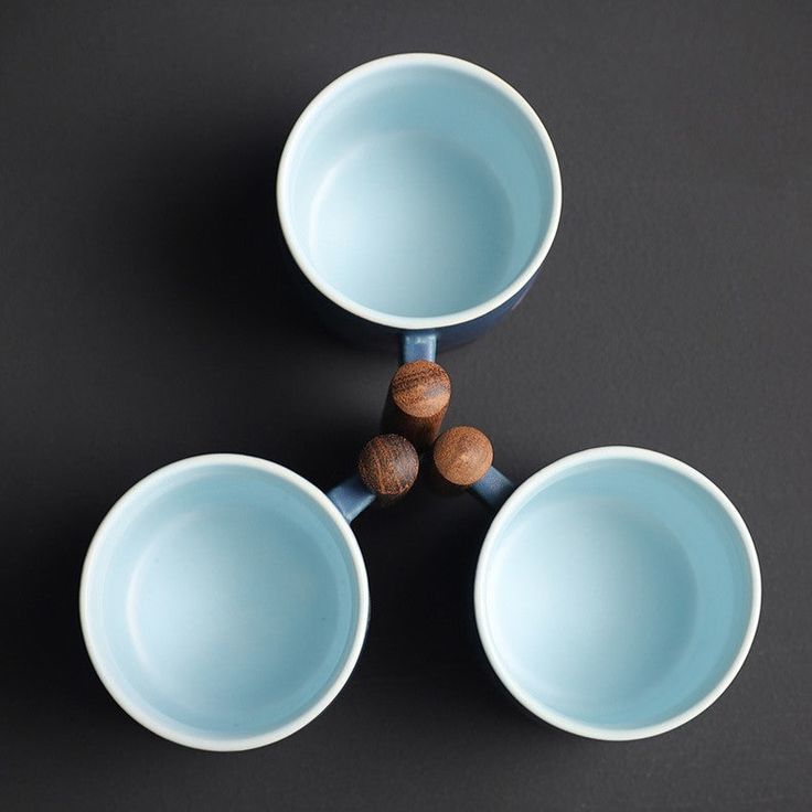 Porzellan-Espressotassenset 70 ml mit Holzgriff