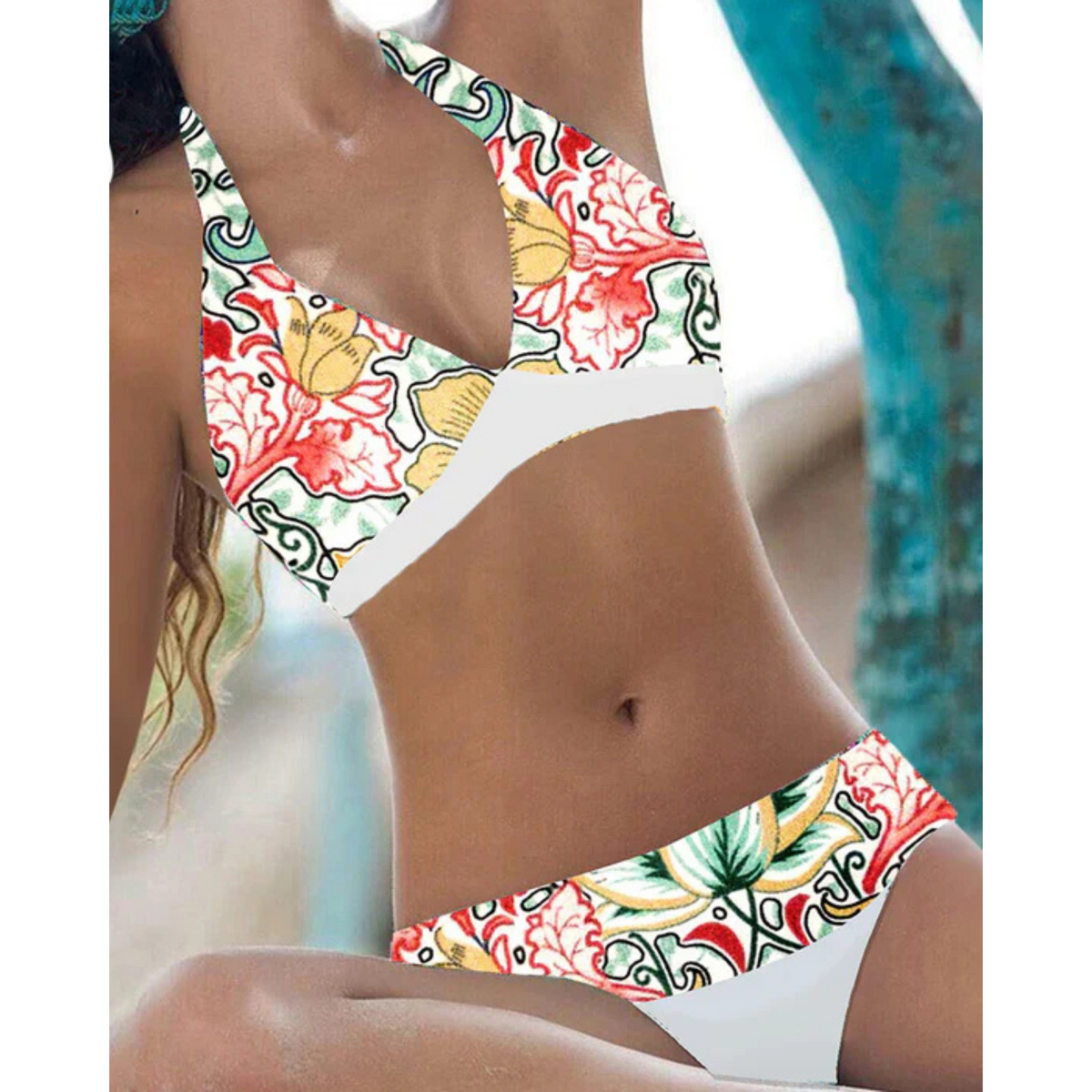 Damen Neckholder-Bikini mit auffälligem Print