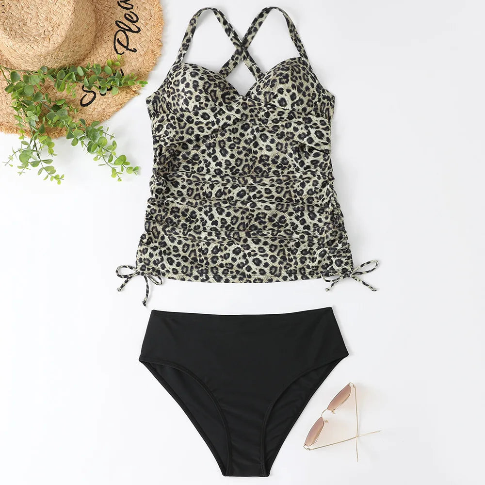 Damen-Tankini mit gerafften Seiten