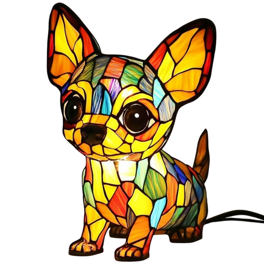 Chihuahua Tischlampe mit Warmweißem LED-Licht