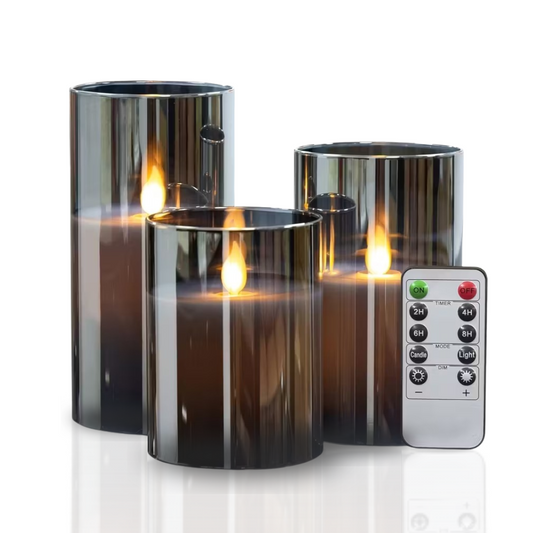 LED-Kerzen-Set im Glas mit Fernbedienung