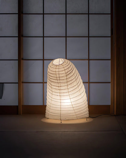 Japanische Laternen-Tischleuchte mit handgefertigtem Maulbeerpapierschirm