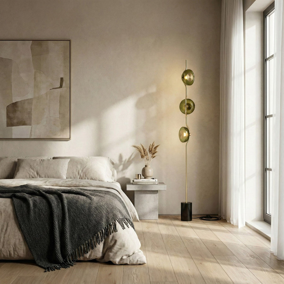 Moderne Stehlampe mit grünem Glas 180 cm