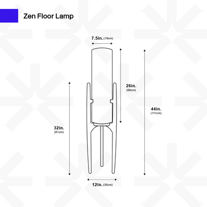 Zen Stehlampe mit Leinenschirm und Holzgestell