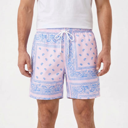 Herren-Badeshorts mit Bandana-Print und Kordelzug