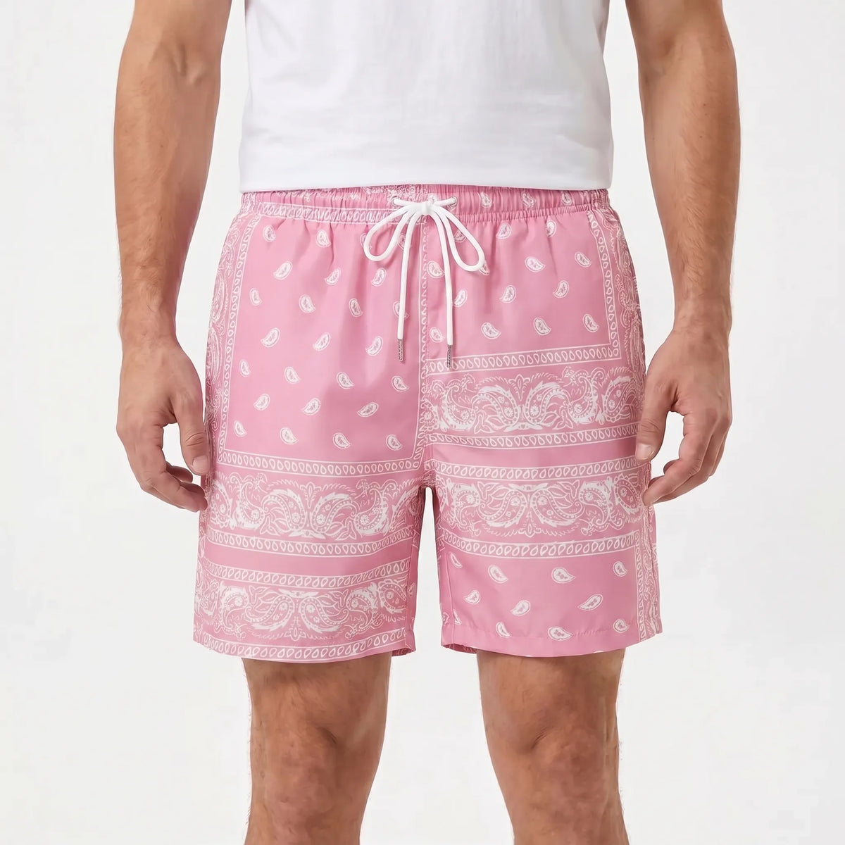Herren-Badeshorts mit Bandana-Print und Kordelzug