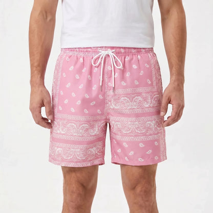 Herren-Badeshorts mit Bandana-Print und Kordelzug